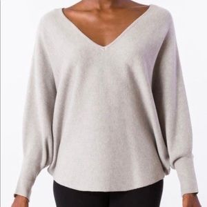 Heather Grey V-neck Balloon Sleeve Sweater